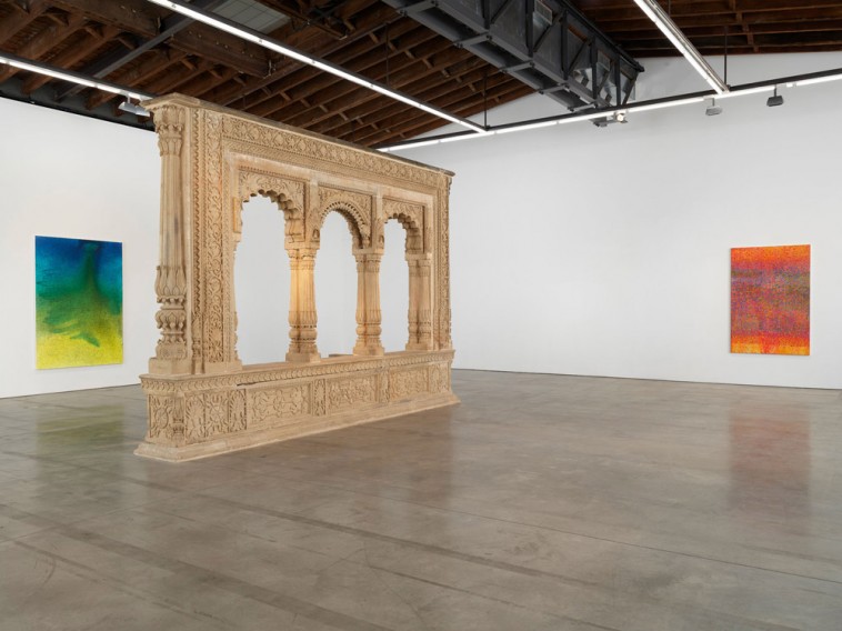  Luhring Augustine Bushwick From left to right: Tomm El-Saieh, Sodo, 2020; Pleasure pavilion, Late 18th or early 19th century, Sandstone and brick; Tomm El-Saieh, Jalousie, 2020