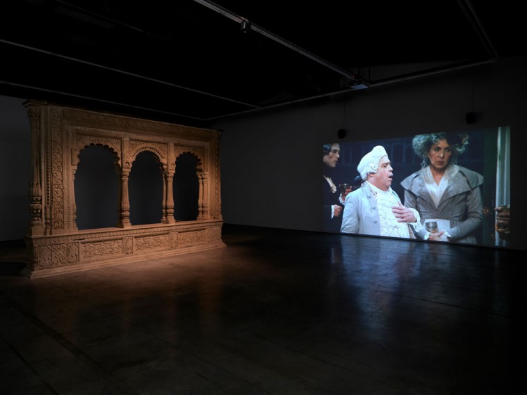  Luhring Augustine Bushwick Left: Pleasure pavilion, Late 18th or early 19th century, Sandstone and brick; Right: Ragnar Kjartansson, Bliss, 2020