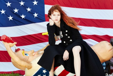 Roe Ethridge, Nathalie with Hot Dog and Flag, 2014 , Andrew Kreps Gallery