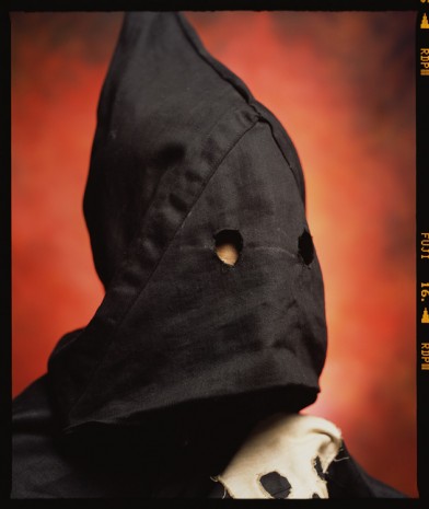 Andres Serrano, “Black Face” Ku Klux Klan Hood and Mask,1940’s (Infamous), 2019, Galerie Nathalie Obadia