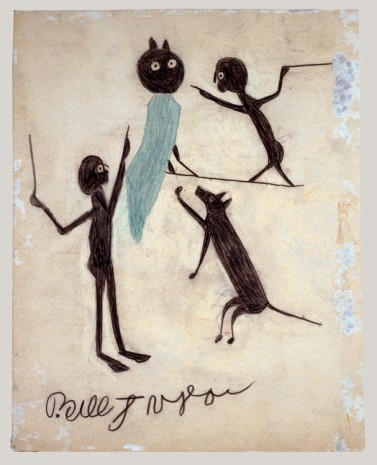 Bill Traylor, Two Men, Dog, and Owl, 1939-1942 , David Zwirner
