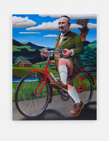 Merlin Carpenter, This Is What Happens When You Collaborate With Nazis: Professor Martin Heidegger Trying To Escape By Bike From The Approaching U.S. Army, Spring 1945, 2019 , Simon Lee Gallery