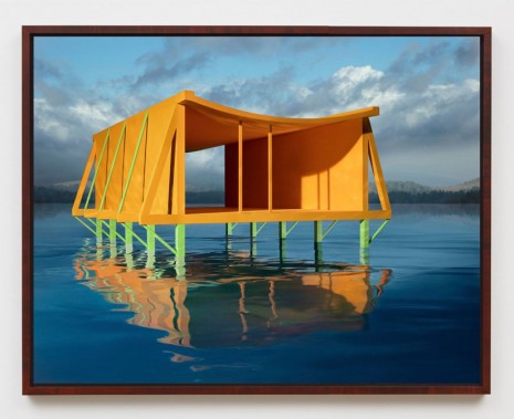 James Casebere, Orange House on Water, 2019, Sean Kelly