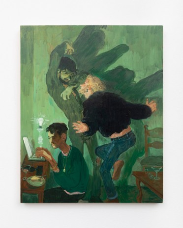 Salman Toor, The Green Trio, 2019, Marianne Boesky Gallery