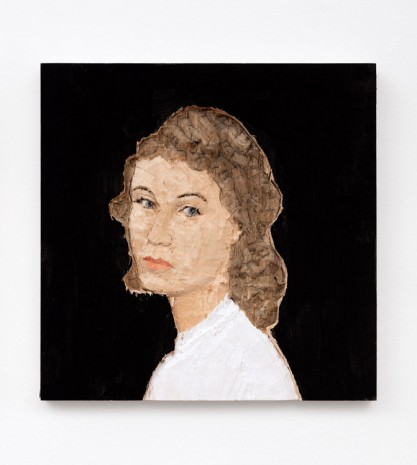 Stephan Balkenhol, Woman with white t-shirt and black background, 2019 , Monica De Cardenas