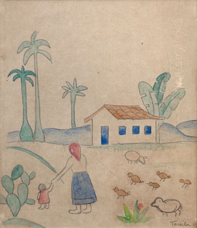 Tarsila do Amaral , Cena de colônia na fazenda (verso: Pé de café com colono carpindo), 1953 , Mendes Wood DM
