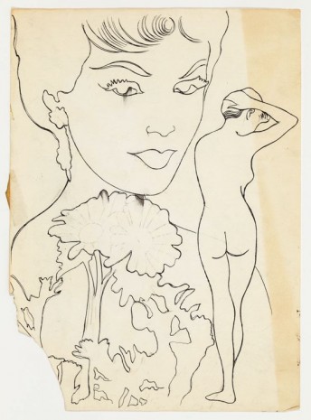 Andy Warhol, Female Head, Flowers and Full Figure, ca. 1955 , Anton Kern Gallery