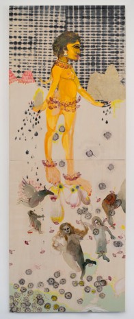 Rina Banerjee, Not like Superman, a superwoman, unlike kryptonite, like a Native of your country's forrest, it’s soil is what you are and you trust, coined as home is, a currency weighted down in stones, pressed upon your breath and once it is your scent, is ingest, 2018, Galerie Nathalie Obadia