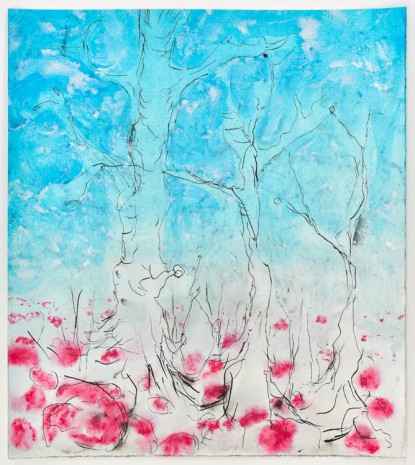 Andriu Deplazes, Bäume mit flüchtigen Strichen, 2020, Galerie Peter Kilchmann
