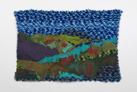 Rodney McMillian, Untitled (landscape on blue afghan), 2018 , Petzel Gallery