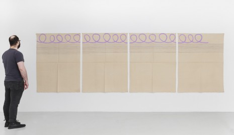 Giorgio Griffa, Polittico arabesco con linee orizzontail, 1997 , Casey Kaplan