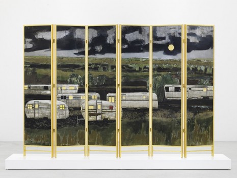 Hernan Bas, Decorative changing screen for the home of a homosexual who made it out (airstream park), 2012, Perrotin