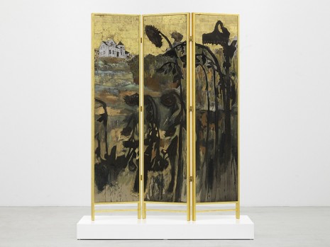 Hernan Bas, Decorative screen for the solarium of a homosexuals home (Fading sunflowers), 2012, Perrotin