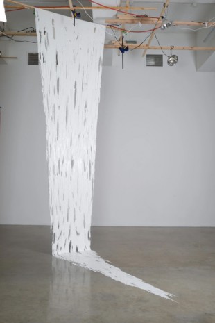 Sarah Sze , Long White Paint Hanging (Fragment Series), 2015, Tanya Bonakdar Gallery