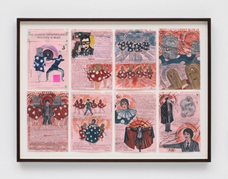 Marcel Dzama, Storyboard of the tension around which history is built (or Storyboard chapter 3 of a flower of evil), 2018 , Tim Van Laere Gallery