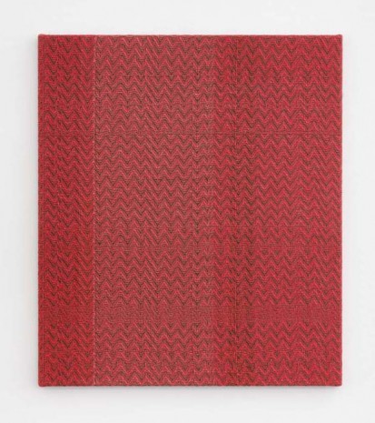 Heather Cook, Shadow Weave Fluorescent Red + Dark Green (12) 8/2 Cotton 20 EPI, 2020, Praz-Delavallade