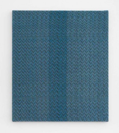 Heather Cook , Shadow Weave Fluorescent Blue + Dark Green (12) 8/2 Cotton 20 EPI, 2020, Praz-Delavallade