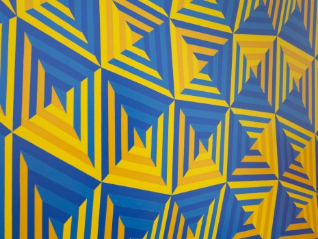 Jim Isermann , Untitled (light yellow 116, dark yellow 124, blue 285, dark blue 2728), 2011  , Praz-Delavallade