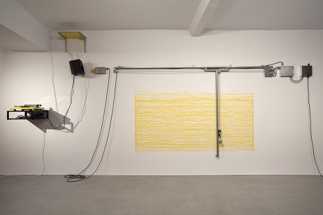 Angela Bulloch, Short Big Yellow Drawing Machine, 2012 (left), Esther Schipper