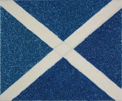 Karen Kilimnik, My Judith Leiber bag, the flag of Scotland, the Saltire cross of St. Andrew, 2012, 303 Gallery