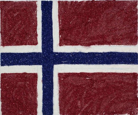 Karen Kilimnik, My Judith Leiber bag, flag of Norway, slightly battle torn , 2012, 303 Gallery