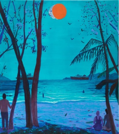 Jules de Balincourt, Orange Sun Moon Moment, 2020 , Galerie Thaddaeus Ropac