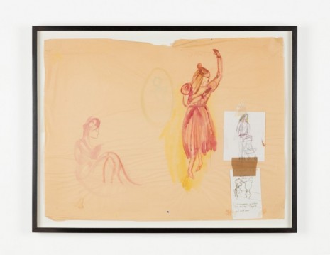 Susan Cianciolo, Two Maroon Women Watercolor on Brown Paper, 2001, Simon Lee Gallery