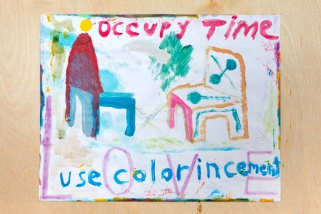 Chris Johanson, Occupy Time/Use Color In Cement (Drawing for Zoom Meeting Classroom Presentation #1 with Magic Added Later For Peaceful Intention Internal External Reiteration), 2020-21, The Modern Institute