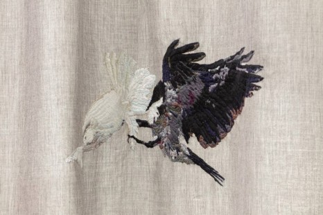 Isa Melsheimer, Embroidered Curtain Appliqué, 2020, Esther Schipper