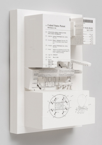Simon Denny, Document Relief 26 (Amazon Delivery Drone patent), 2020, Petzel Gallery