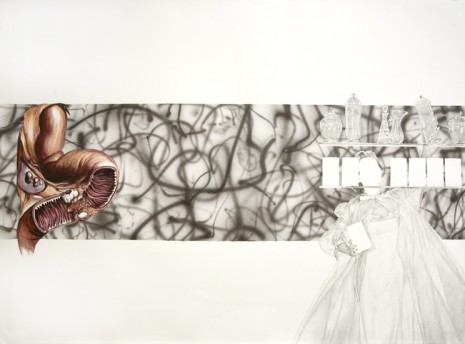 Jim Shaw, Anatomy Weird-ohs (Intestine; Glasswoman & Airbrushing), 2011, Praz-Delavallade
