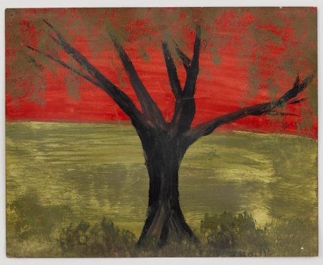 Frank Walter, Untitled (Red sky with single black trunk tree and golden foliage), n.d., David Zwirner