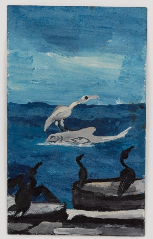 Frank Walter, Untitled (black birds in foreground with white bird on a shark), n.d., David Zwirner