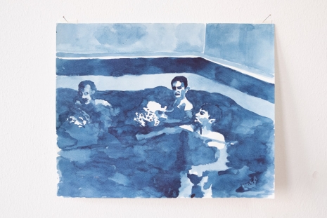 Daniele Formica, Boys by the pool (blue watercolor), 2020, Ellen de Bruijne PROJECTS