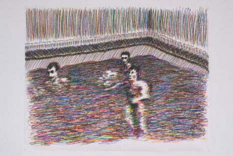 Daniele Formica, Boys by the pool (crayons), 2020, Ellen de Bruijne PROJECTS