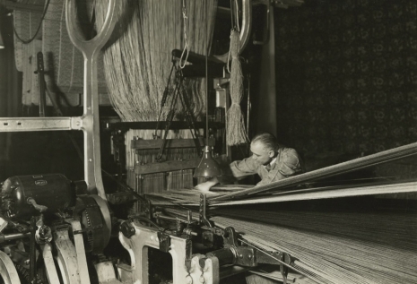 Lewis Hine, Jacquard loom weaver pulling up a thread. Hardwick and Magee Company, Philadelphia, Pennsylvania, 1937, , Howard Greenberg Gallery
