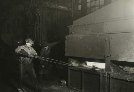 Lewis Hine, Blacksmith and helper. Baldwin Locomotive Works, Eddystone, Pennsylvania, 1936-37 , , Howard Greenberg Gallery