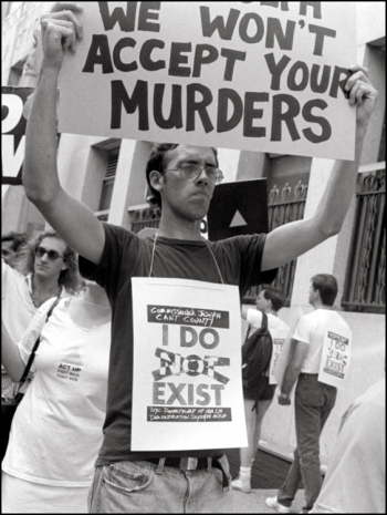 , David Wojnarowicz of ACT UP demonstrates outside the offices of the New York City Commissioner of Health, 1988 , , David Zwirner