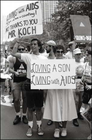 , Mark Fotopolous of ACT UP and his mom, the 20th anniversary of the Stonewall riots, participating in a renegade march up 6th avenue to Central Park, 1989, , David Zwirner