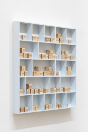 Dominique Gonzalez-Foerster, La bibliothèque des cubes en bois, 2021, Galerie Chantal Crousel