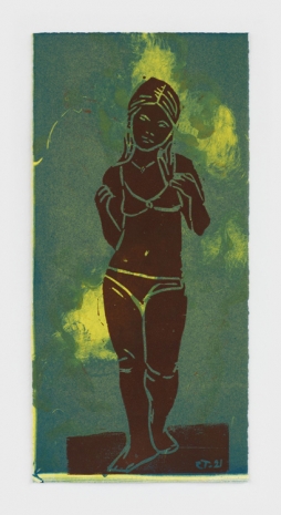Claire Tabouret, Standing Bather (yellow clouds), 2021 , Almine Rech
