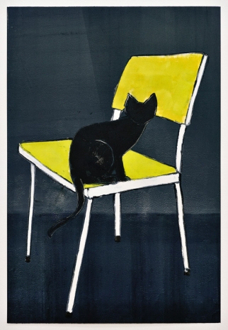 Zilla Leutenegger, Black on yellow chair, 2021 , Monica De Cardenas