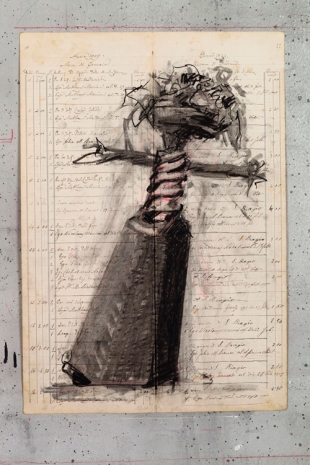 William Kentridge , Drawing for wine label (Corkscrew Scarecrow), 2017 , Lia Rumma Gallery