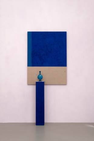 Kamrooz Aram, Composition with lapis lazuli, cobalt and ceramic bottle, 2021 , Galerie Mitterrand