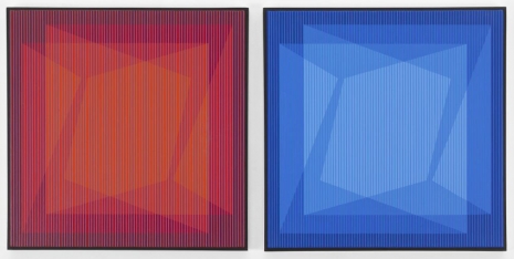 Julian Stanczak, Chromatic Fold: Scarlet Cool and Dark Blue, 1970, Hollis Taggart