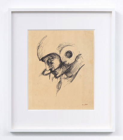 Ernie Barnes, Study Sketch: Profile in Helmet Fac- ing Left, 1961 , Andrew Kreps Gallery