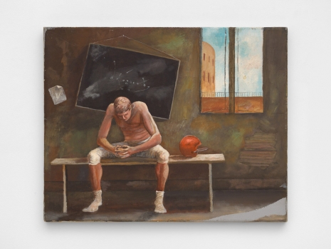 Ernie Barnes, Untitled: Locker Room, Player Sitting, 1969 , Andrew Kreps Gallery