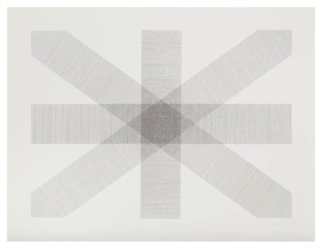 Sol LeWitt, Bands of Lines in Four Directions in Black and White, 1977, Marian Goodman Gallery