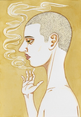 Ed Templeton, Smoking Boy Considers the Sheer Stupidity of Q-anon, 2020 , Tim Van Laere Gallery