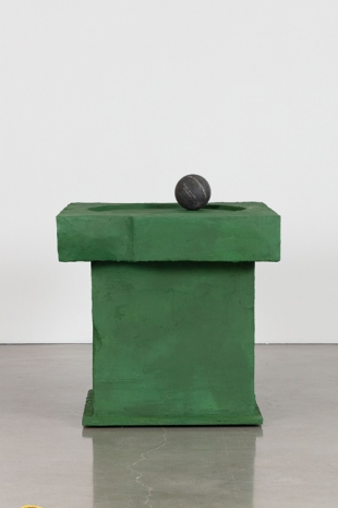 Rachel Harrison, Wood, polystyrene, cement, acrylic, and 9 lbs. medicine ball, 2021 , Regen Projects